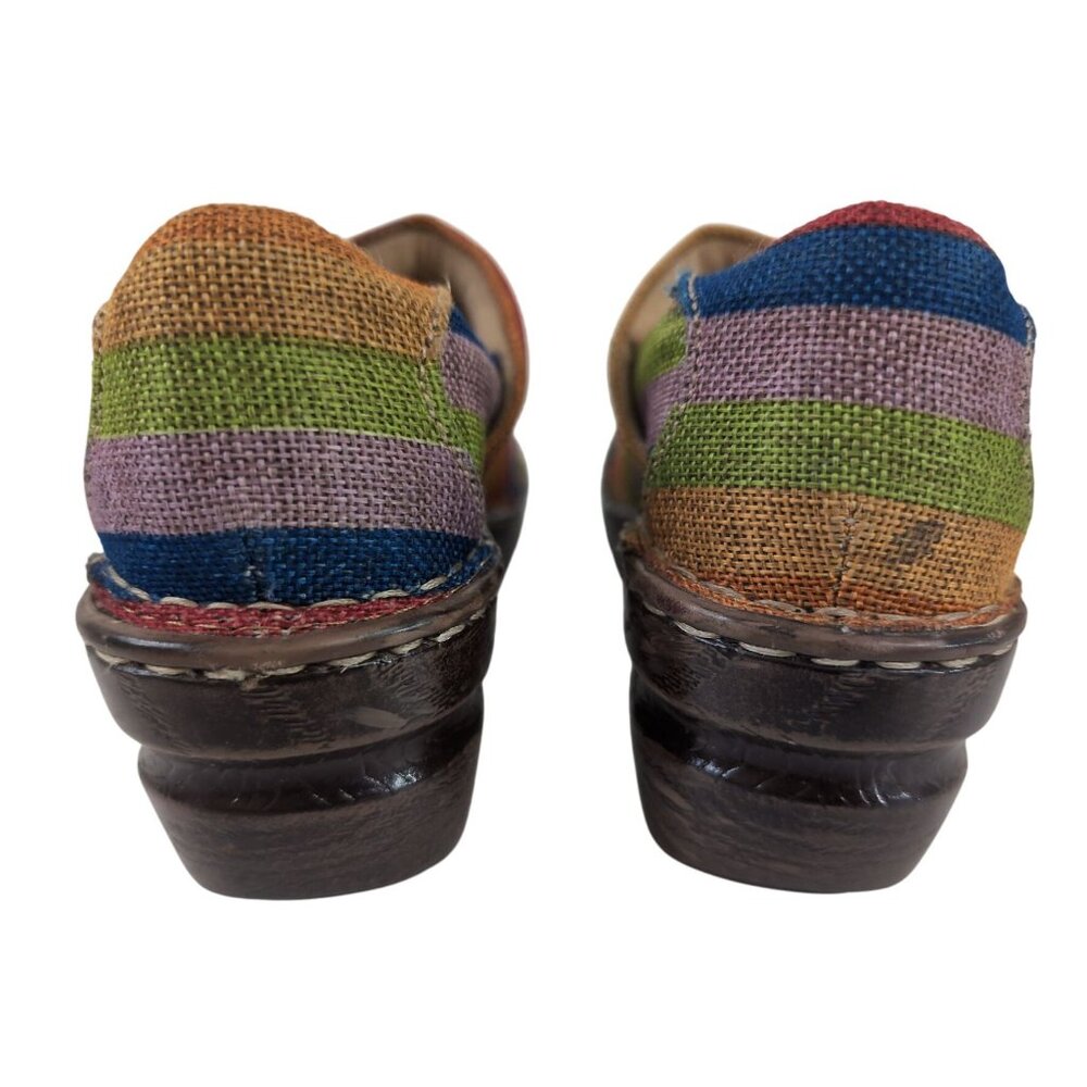 BOC Born Clogs Womens 6.5 Rainbow Stripe Slip On Wedge Nadiyya‎ Comfort Boho - Picture 4 of 9